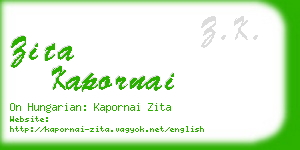 zita kapornai business card